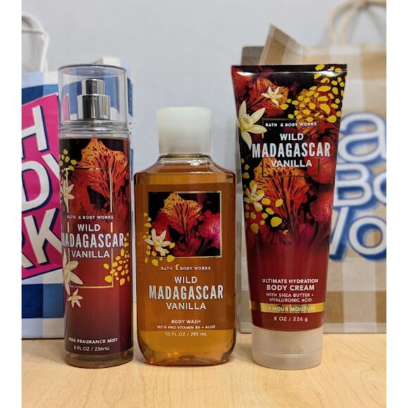 Bath & Body Works Wild Madagascar Vanilla Body Wash Cream + FFM Bundle Set of 3 - Picture 1 of 3